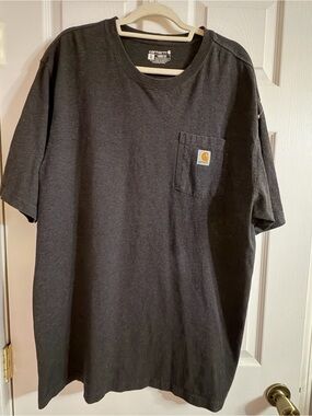 Carhartt Men’s Gray Pocket Logo T-Shirt Loose Fit  XL Tall Short Sleeve